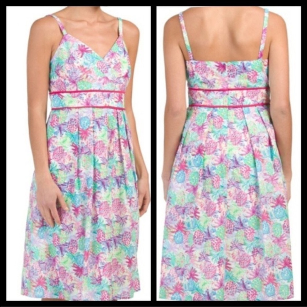 Chetta B Colorful Pineapple Print Dress Size 4 Sundress Summer 🍍